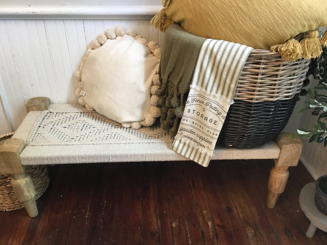Wood Bench W/Cotton Strapping