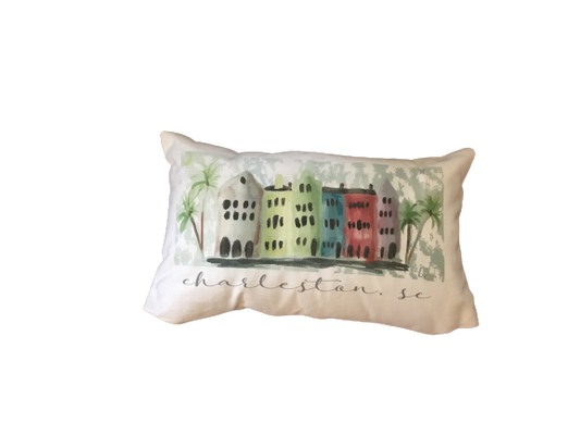 Charleston Rainbow Row Lumbar Pillow 19x11