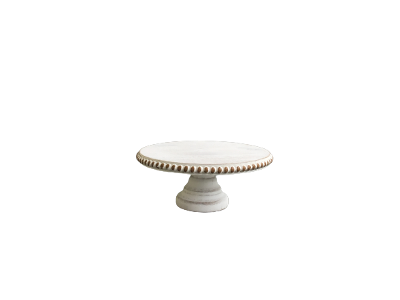 White Beaded Edge Pedestal 12.5"