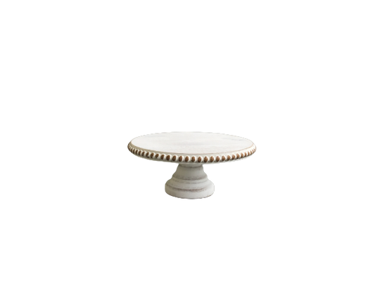 White Beaded Edge Pedestal 12.5"