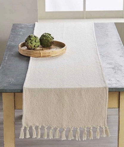 Off White Fringe Table Runner