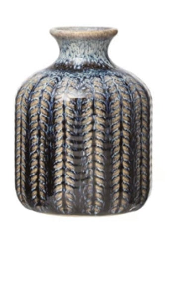Embossed Stoneware Vase