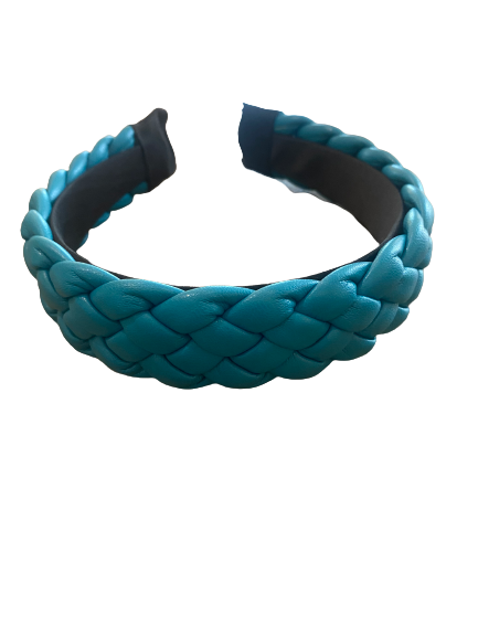 Teal Faux-Leather Braided Headband