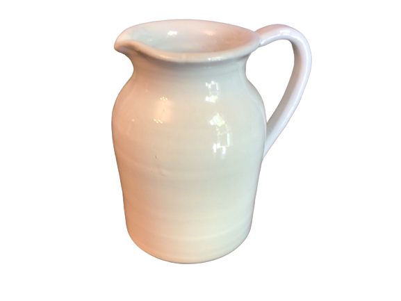 White Terra Cotta Pitcher 8.25"