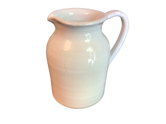 White Terra Cotta Pitcher 8.25"