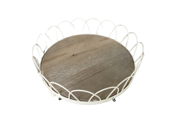 French White Wire Round Tray 10"