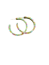 Load image into Gallery viewer, Beaded Flower Loop Earrings Asst Color
