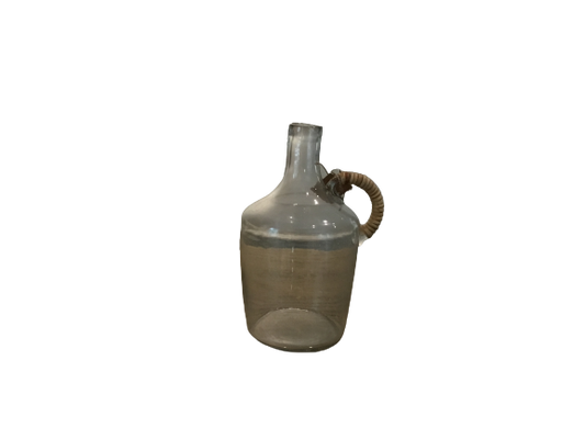 Glass Jug w/Wicker Handle 11"