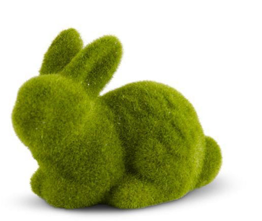 Mossy Flocked Bunny Laying Ear Up